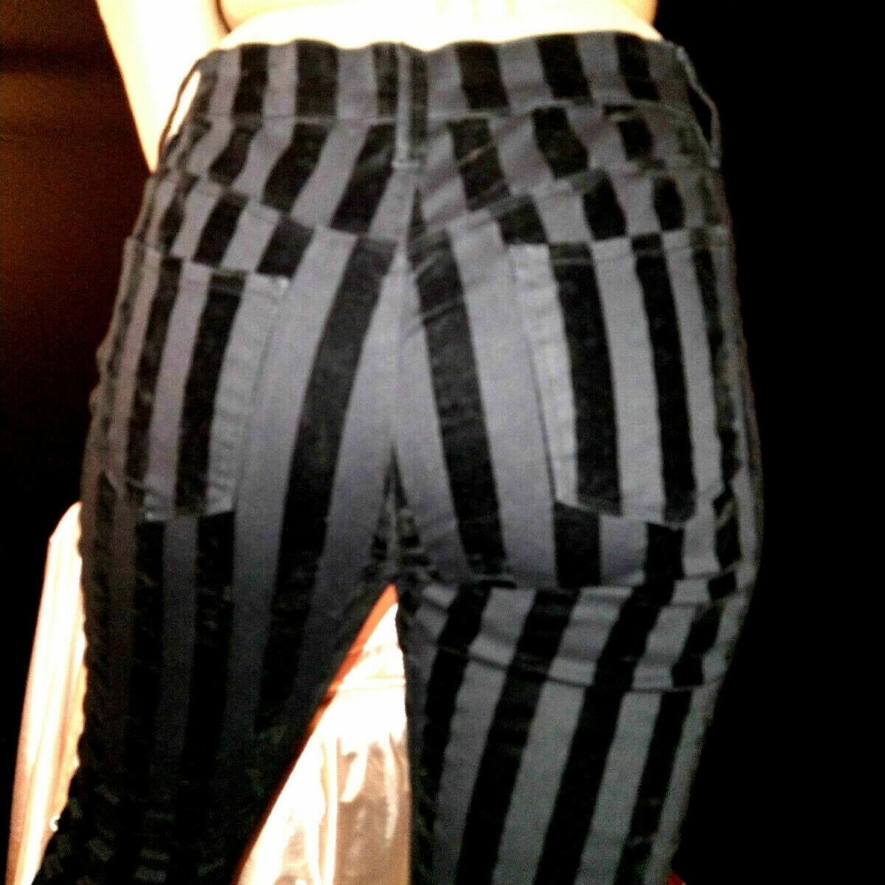 Black Striped Velvet trousers goth punk grunge